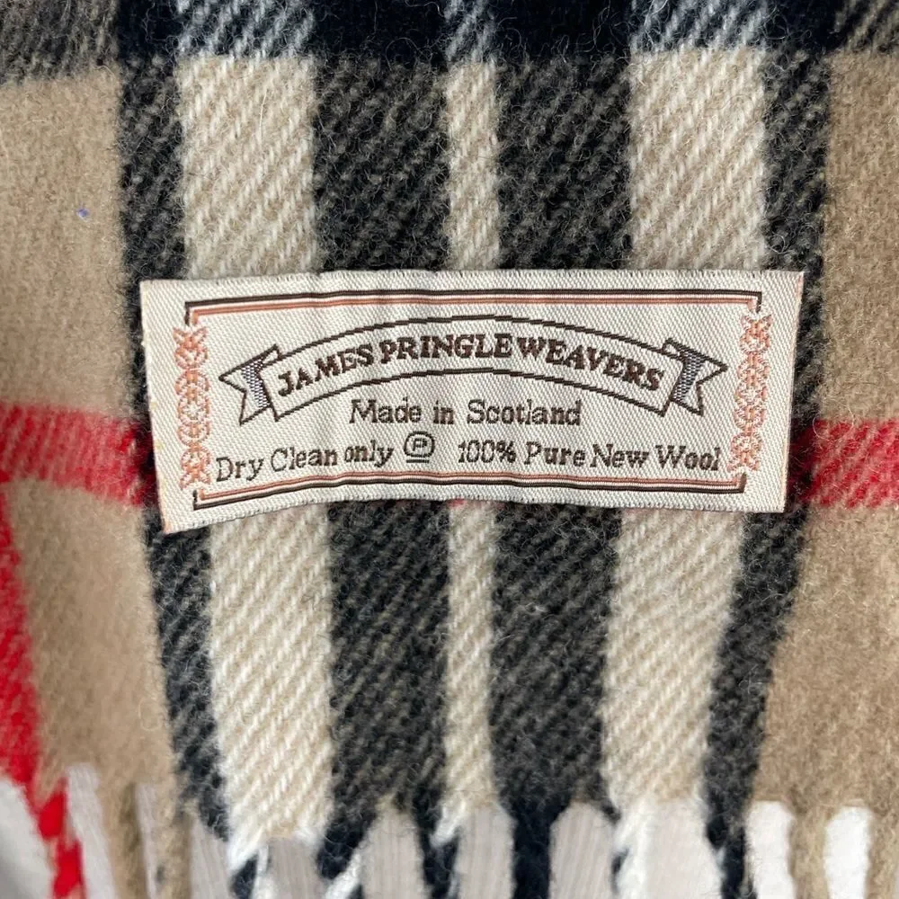 James Pringle Weavers Scottish Tartan Plaid Wool Scarf EUC